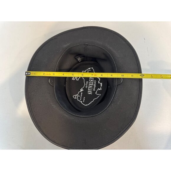 Original Australian Style Mens Hat Black Leather Sz M Aussie Outback Bush Casual - Picture 11 of 12